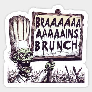 Chef zombie and mob - Braaains Brunch Sticker